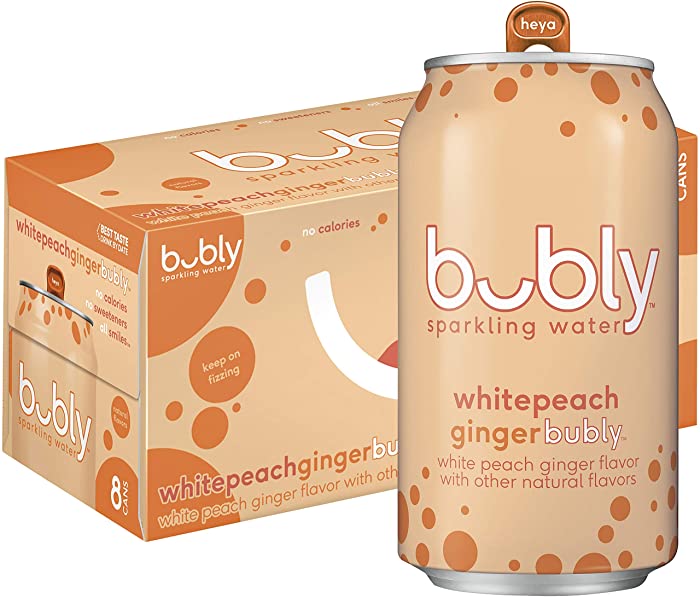 Bubly White, Peach ginger, 12 Fl Oz (Pack of 8)