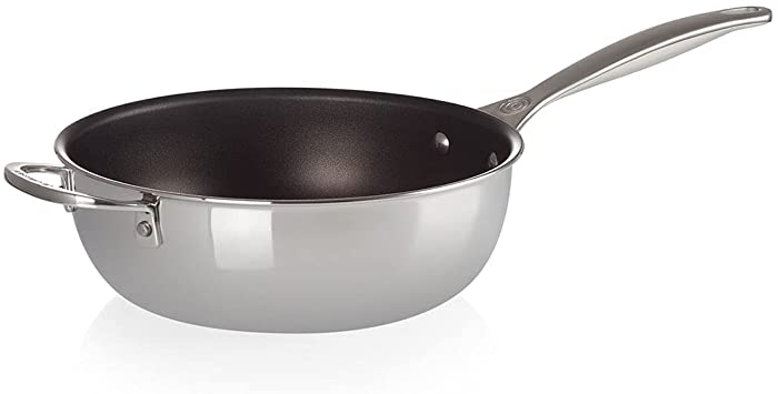 Le Creuset Tri-Ply Stainless Steel Pan Nonstick Saucier, 3.5 qt