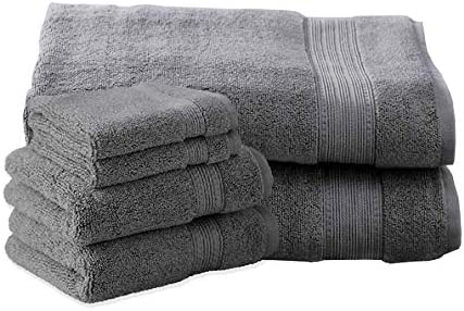 Charisma Soft Bath Sheet Towels 6 pc Bundle | Includes: 2 Luxury Bath Sheet Towels, 2 Hand Towels & 2 Washcloths | Quality, Ultra Soft Towel Set | 6 Pieces (Dark Grey)