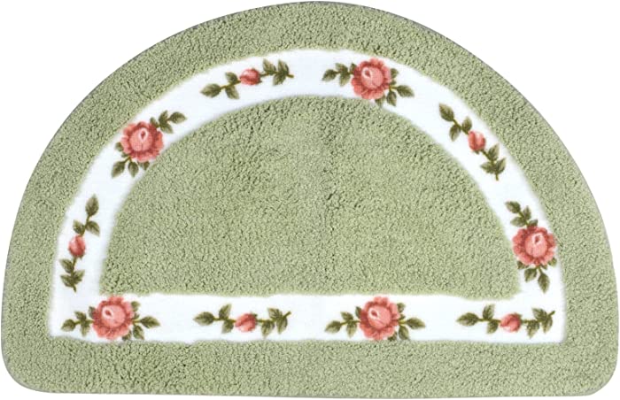 ABREEZE Floral Rose Bathroom Rugs Mats 20x31inch,Soft Shaggy Water Absorbent Non-Slip Mat Microfiber Bath Mat Shower Mat Door Mat Kitchen Mat Rugs,Green