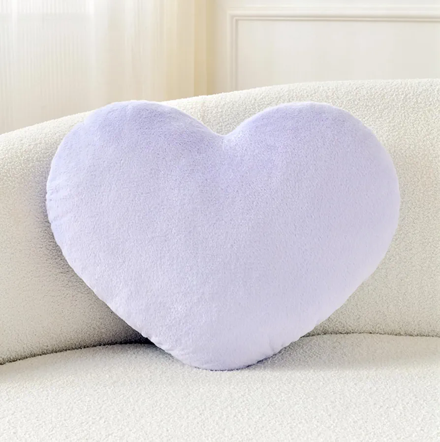 Petrella Heart Pillow Cute Fuzzy Pillows Throw Pillows for bed Livingroom Home Decor Cushion Decorative Aesthetic Preppy Pillows Purple,Small 13"x10"