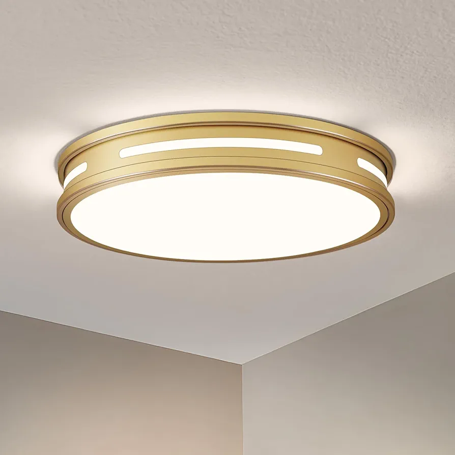 Dimmable LED Flush Mount Ceiling Lights, Modern Minimalist Gold 5CCT 2700K~6000K Hallway Lighting Fixtures, Low Profile Round Ceiling Lamp for Bedroom, Laundry Room, Kitchen (11.8 inch, Gold)