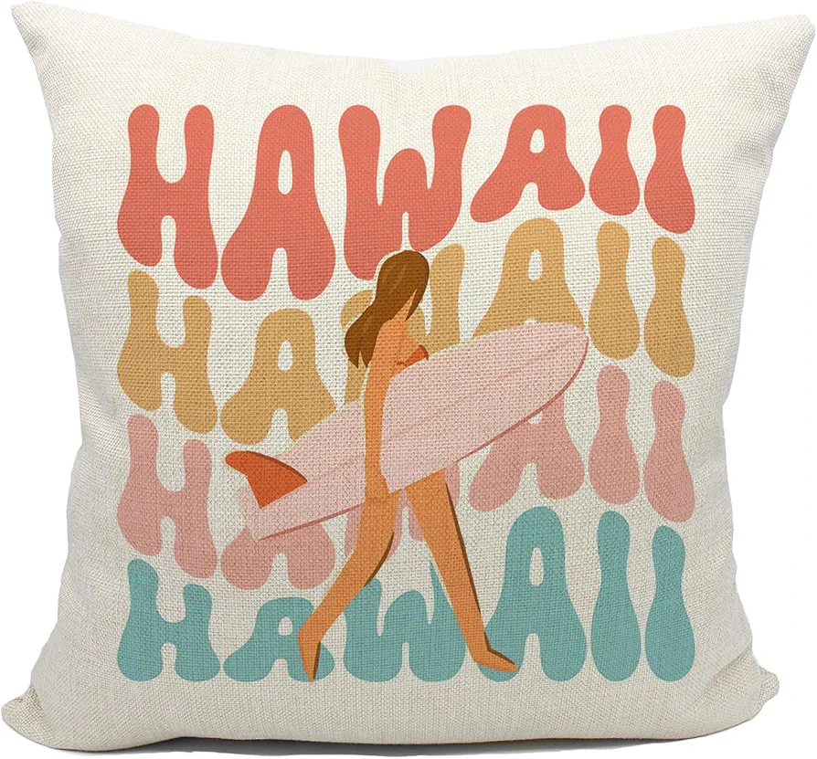 beach throw pillows, beach pillows decorative throw pillows,beach pillow covers, hawaii pillow,18 x 18 Inch beach throw pillows, beachy room decor for teen girls, beach themed pillows