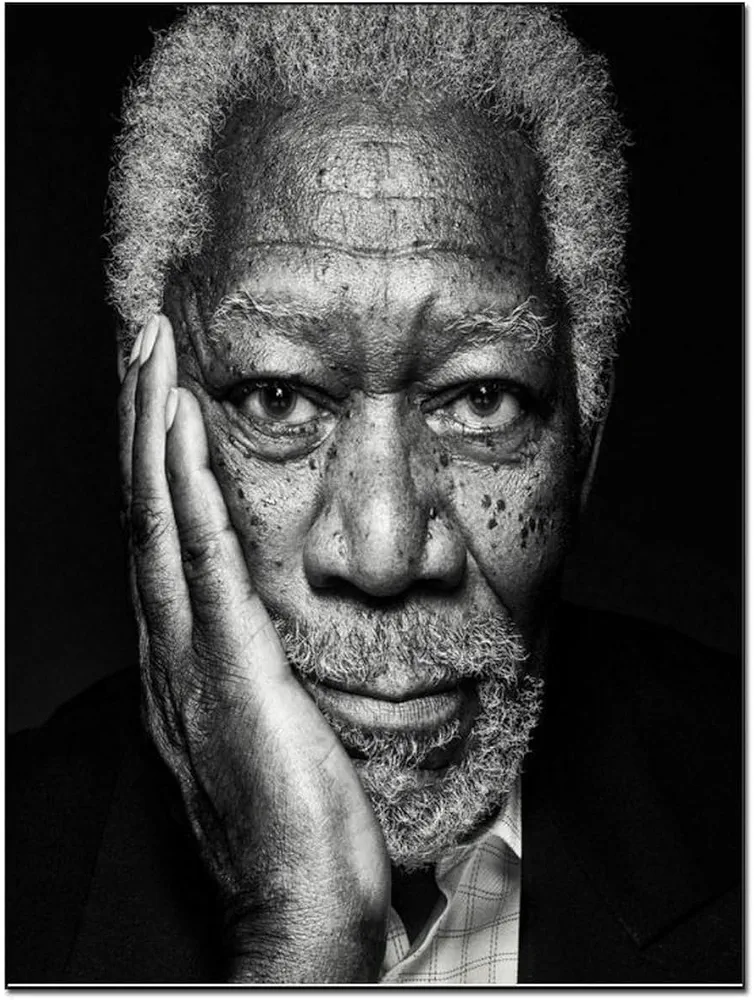 Art Poster Morgan Freeman American Actor Black And White Retro Canvas Art Wall (5) Canvas Painting Posters And Prints Wall Art Pictures for Living Room Bedroom Decor 20x26inch(51x66cm) Unframe-style