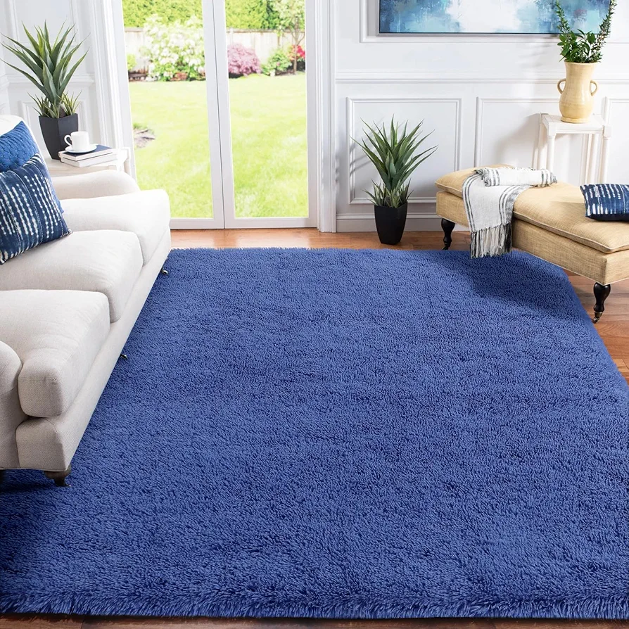 Area Rugs for Bedroom, Ultra Soft Fluffy Rug Carpet for Living Room Home Decor, Luxury Fuzzy Shag Lounge Rug Ideal for Bedside, Nursery, Kids Baby Room, 3x5 Feet, Blue