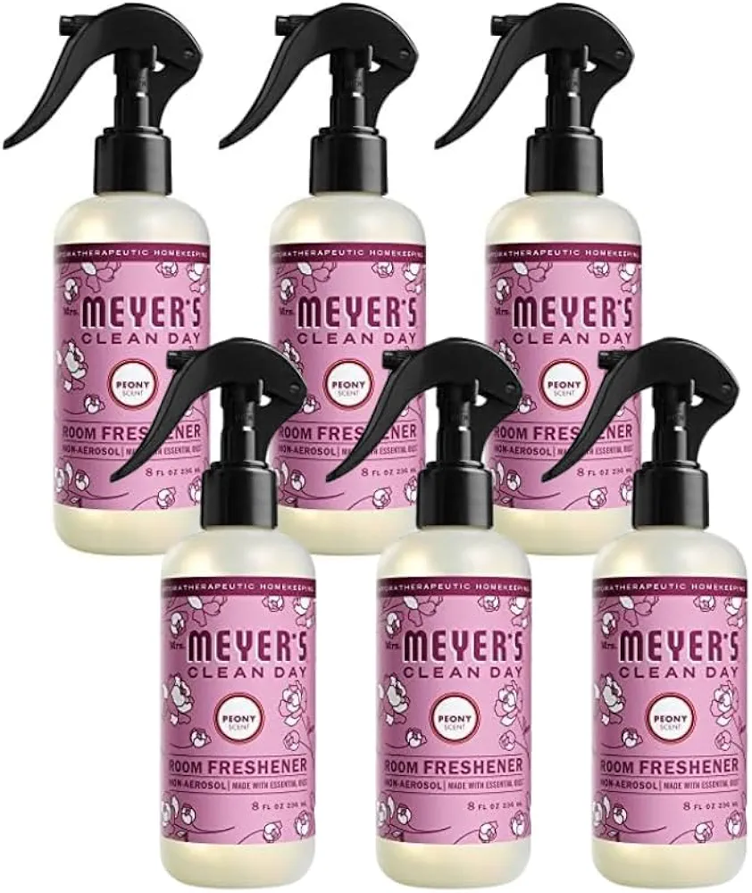 Mrs. Meyer's Clean Day Room and Air Freshener Spray, Peony, 8 Fl Oz (Pack of 6)