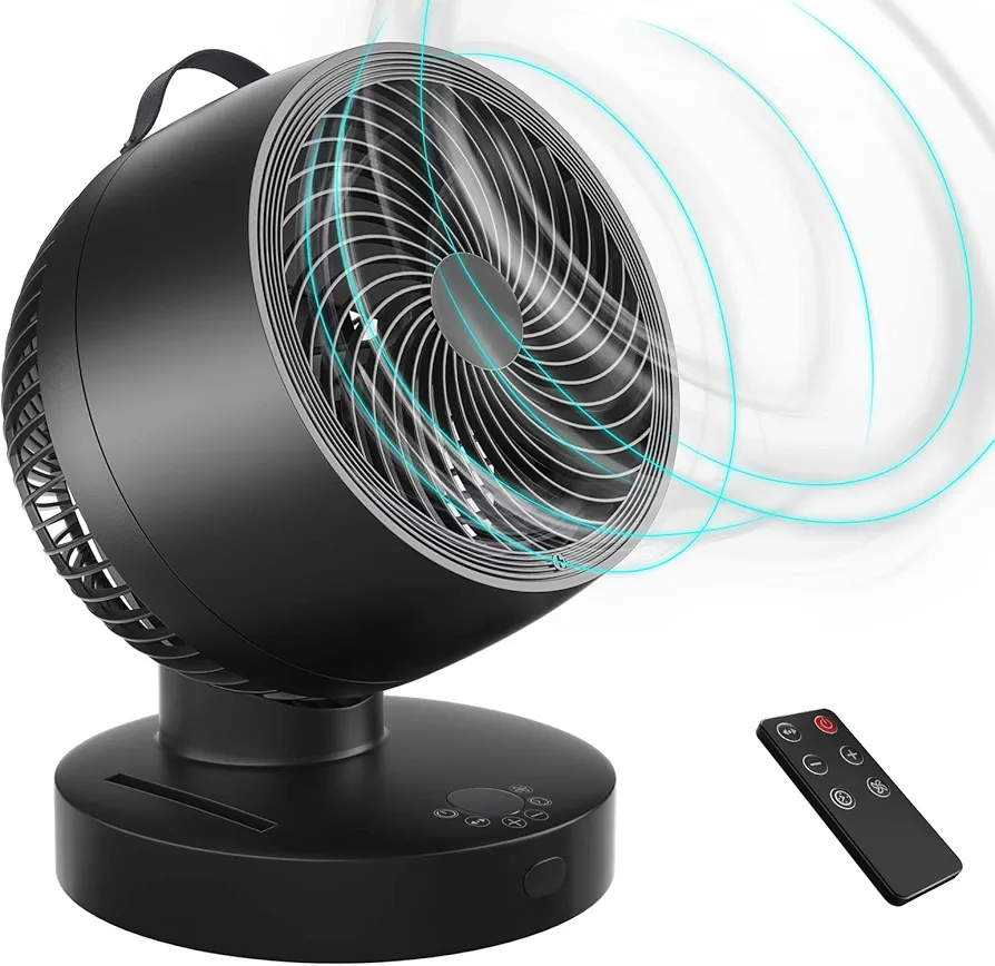 Air Circulator Fan Table Fan, Blade 8", 6 Speeds 4 Wind Modes, Indoor Circulator Fan for Whole Room Temperature Equilibrium, Replace Floor Table Tower Fan with Remote b07, Black (GS-XXG037)