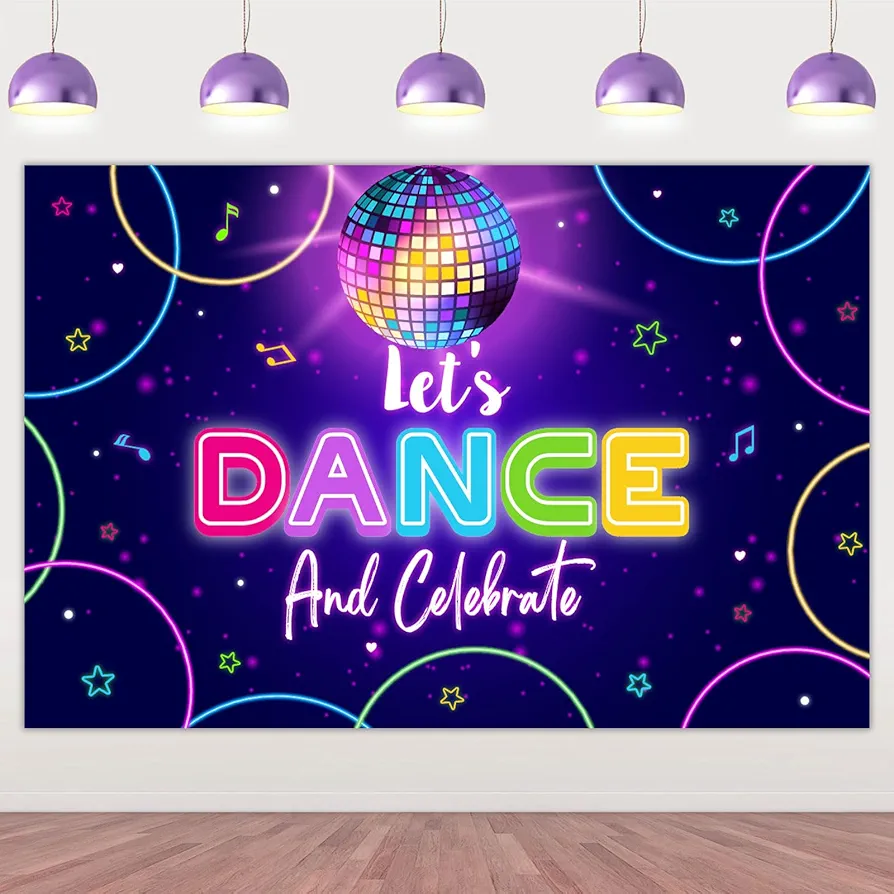 Disco Dance Party Decorations Dance Party Let’s Dance and Celebrate Backdrop Musical Theme Party Supplies Disco Ball Music Decors Birthday Party Bachelor Party Last Disco Teens Adults