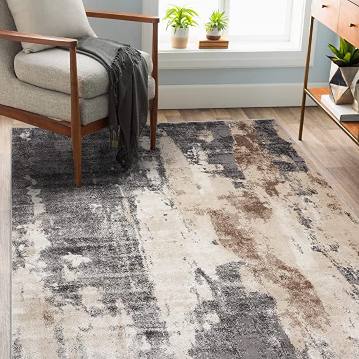 Luxe Weavers Rugs – Euston Modern Area Rugs with Abstract Patterns 7681 – Medium Pile Area Rug, Gray / 5 x 7