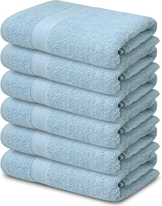 Craftt Culture Aqua Blue Bath Towels 22x44 Pack of 6 100% Cotton, Extra-Absorbent, Value Bath Towel Collection, Aqua Blue Bath Towels for Bathroom