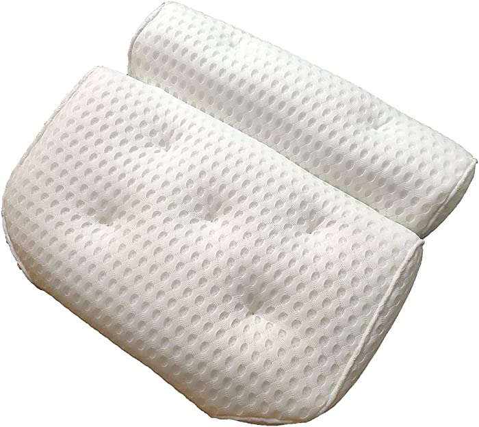 LANCHEN Bath Pillow 4D Air Mesh Spa Bathtub Head Neck Rest Support Suction Tub Cushion