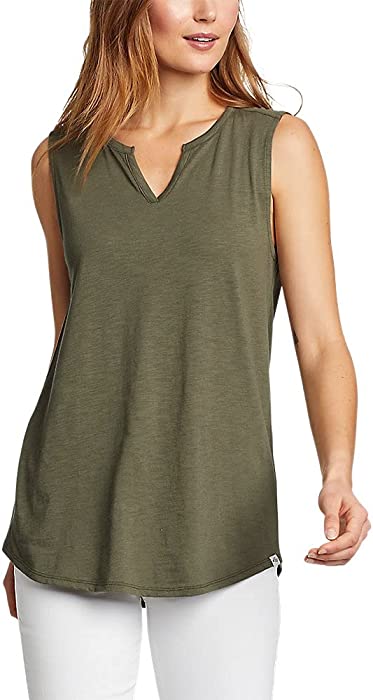 Eddie Bauer Women's Gate Check Sleeveless Split-Neck Tunic