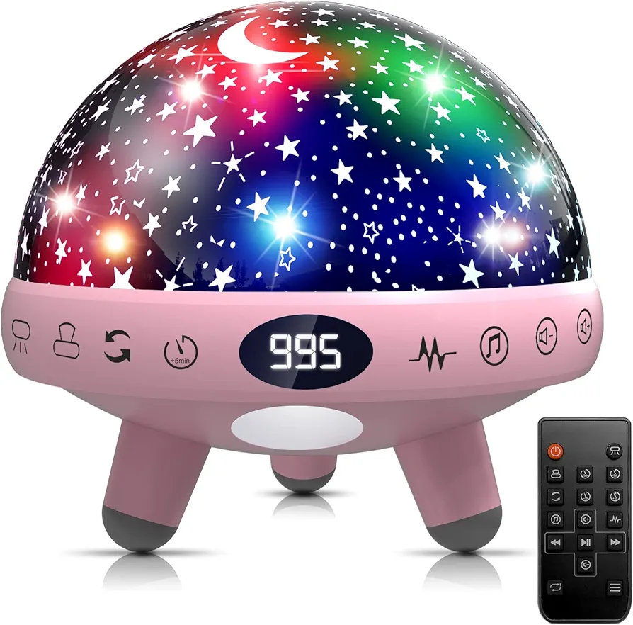 YACHANCE Baby Night Light Star Projector Night Light projector for Kids Room with Sound Machine White Noise Machine for Sleeping Soother Nursery Lamp 9 Natural Sounds 20 Lullabies Remote Control Timer