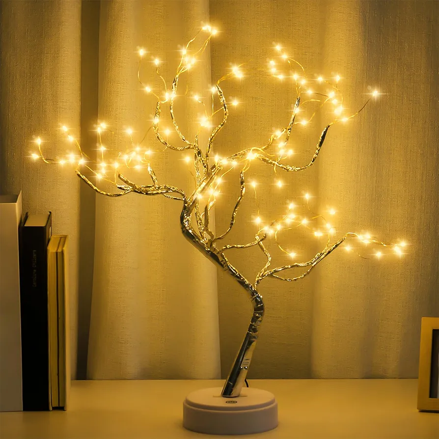 Room Decor, 20" 108 LED Tabletop Bonsai Tree Light, DIY Artificial Tree Lamp, Battery/USB Operated, Aesthetic Lamps for Living Room Bedroom Christmas Home Gifts House Decor (Warm White)