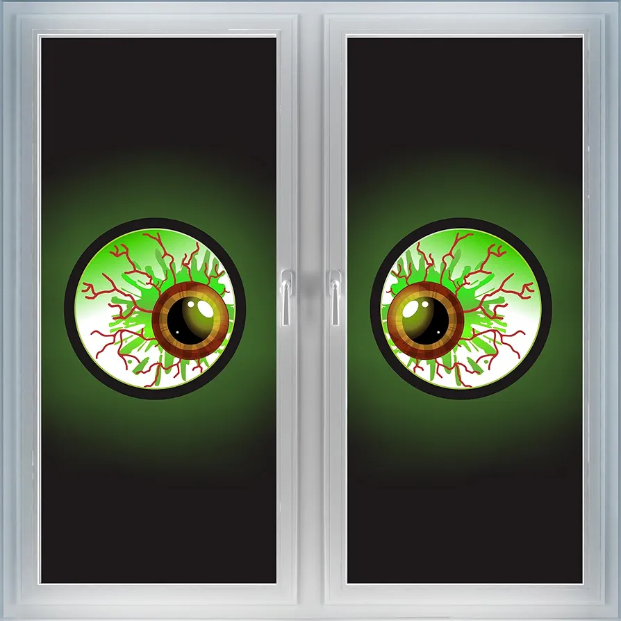 2 Pcs Halloween Spooky Eyes Window Door Cover Scary Halloween Window Decorations Fun Decorative Halloween Window Cover for Home Classroom Window Door Halloween Family Party