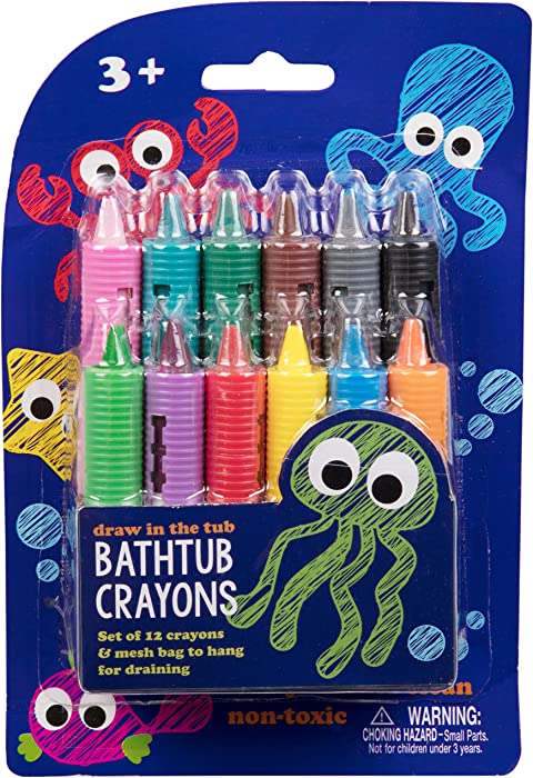 Bath Crayons Super Set - Set of 12 Draw in The Tub Colors with Bathtub Mesh Bag