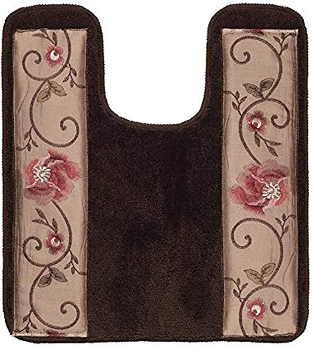 Popular Bath Contour Bath Rug, Larissa Collection, 23" x 10.5", Rose Design