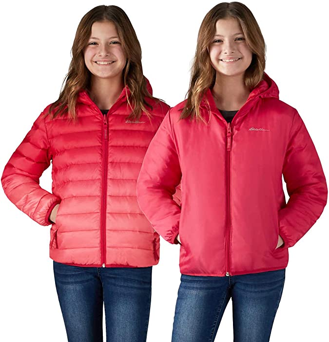 Eddie Bauer Girls Reversible Hooded Down Jacket