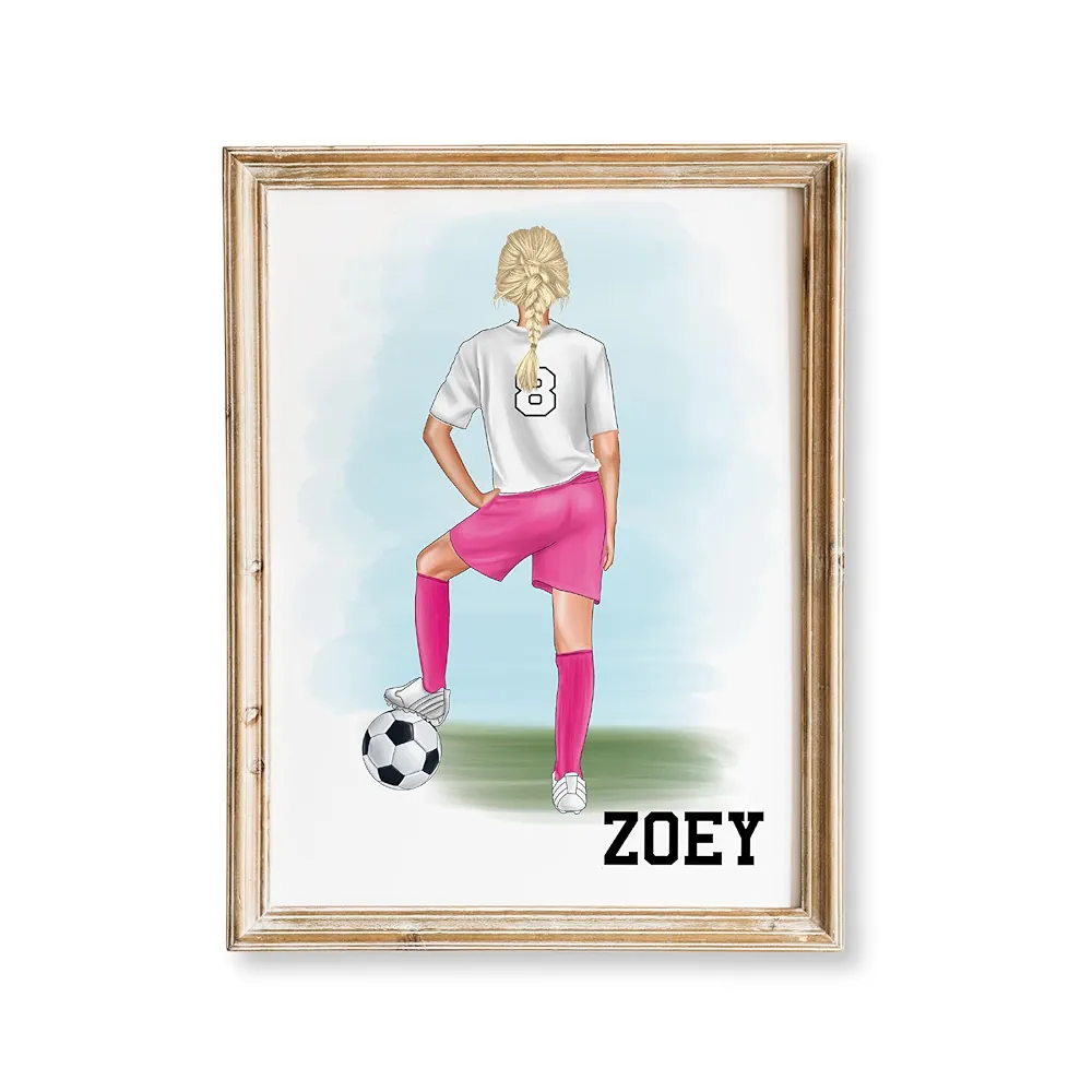 Personalized Soccer Wall Decor for Girls Room, Choose Colors, Custom Soccer Player Gift for Teen Girl Bedroom, Customized Soccer Lover Wall Art, Unique Room Decor for Soccer Girls, Granddaughter