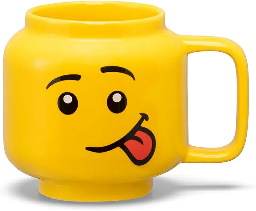 Room Copenhagen LEGO Ceramic Mug, Silly Boy Face, Large, 17.9 Fl. Oz. (530 mL)