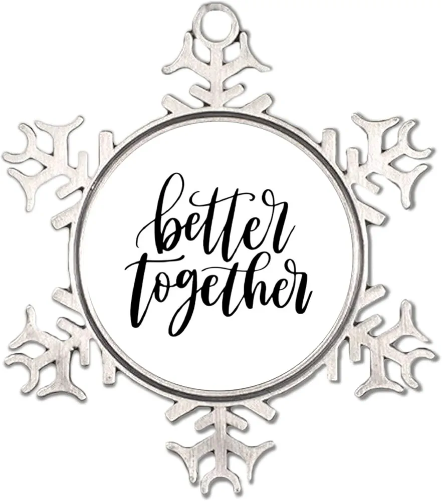 3" Metal Snowflake Ornament Better Together Christmas Tree Pendant Hanging Seasonal Holiday Decoration for Home Farmhouse Room Door Christmas Decor Hanging Souvenir New Year Gift