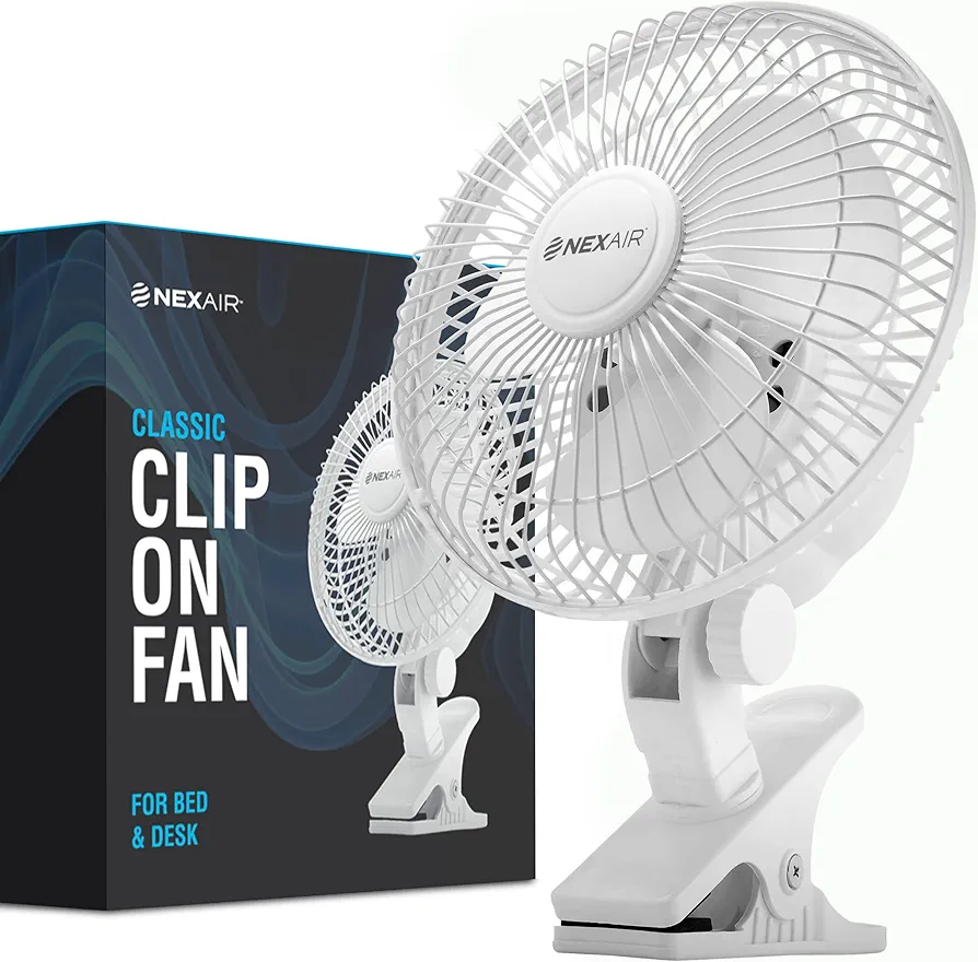 Air-Cooling 6-Inch Clip on Fan, 360° Rotation, Two Speed Portable Clip Fan With Strong Clamp Grip, Quiet Operating Desk Fan Made Of Durable Material, Great For Bedroom, Office, Living Room