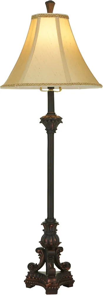 Deco 79 Polystone Room Buffet Lamp Antique Style Table Lamp with Tassel Pull Chain, Lamp 11" x 11" x 31", Bronze