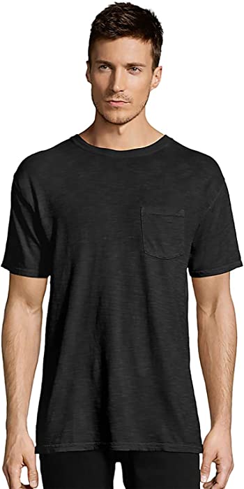 Hanes Men's 1901 Heritage Dyed Short Sleeve Crew Neck Pocket Tee (5A59D GRTDYE)