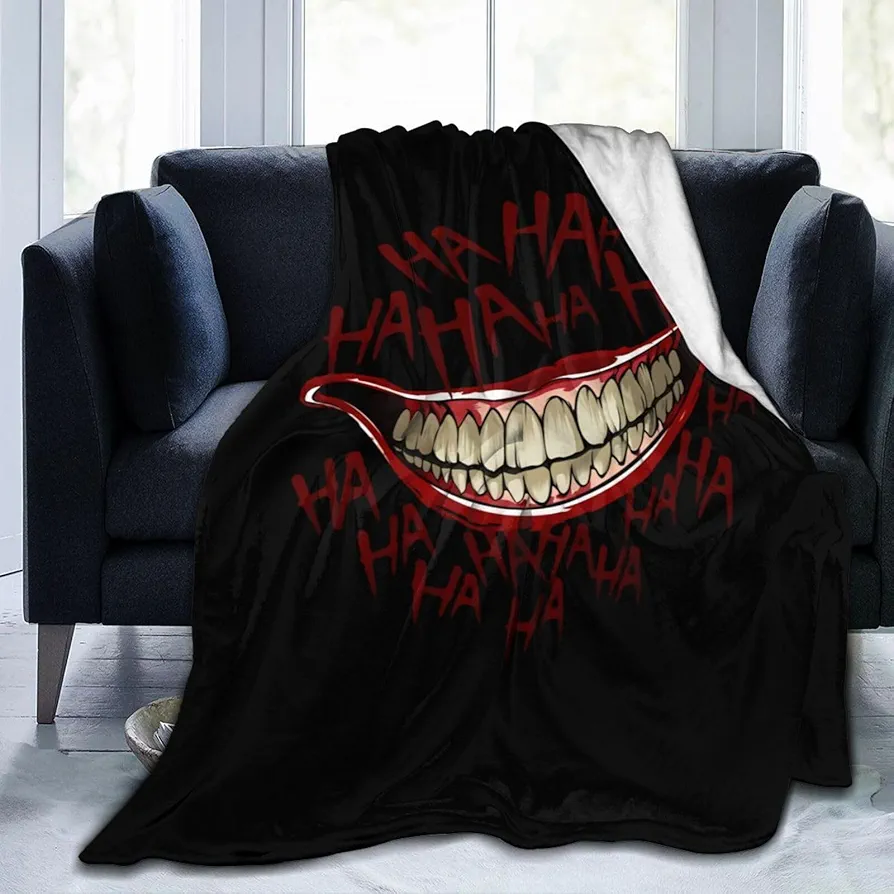 Joker Smile Blanket Tapestry Sofa Bed Fuzzy Plush Luxury Flannel Super Cozy All Seasons Microfiber Warm Decorative Lightweight Bedroom 60"x50"