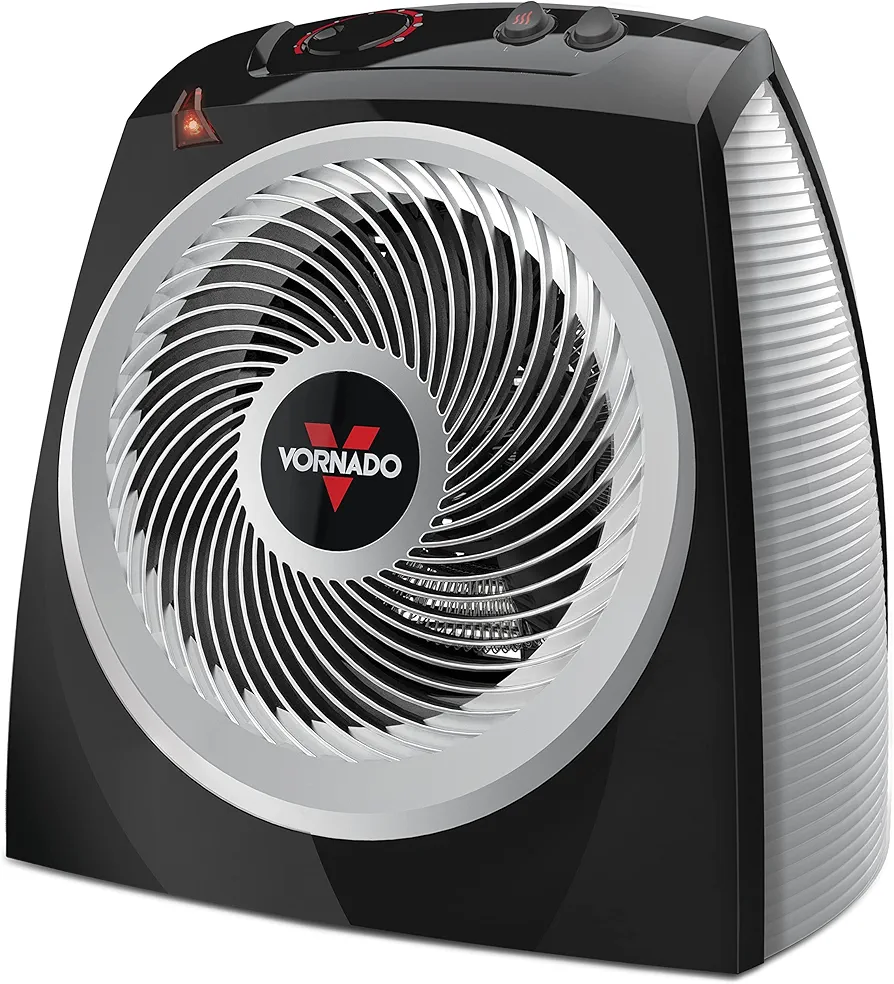 Vornado VH10 Space Heater for Indoor Use, Adjustable Thermostat, 2 Heat Settings, 1500W or 750W, Advanced Safety Features, Whole Room, Black