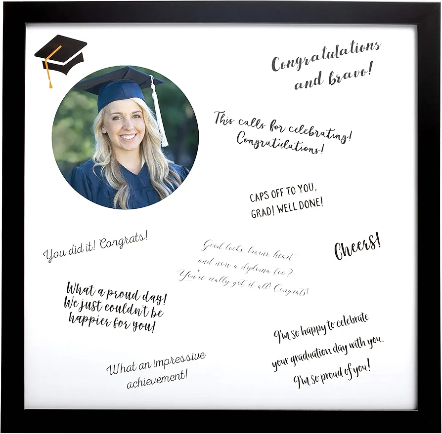 Kate & Milo Graduation Signature Guestbook Photo Frame, Graduation Party Best Wishes Message Board, Grad Party Supplies, Guest Signing Frame, Memorable Graduation Gifts, 14 x 14