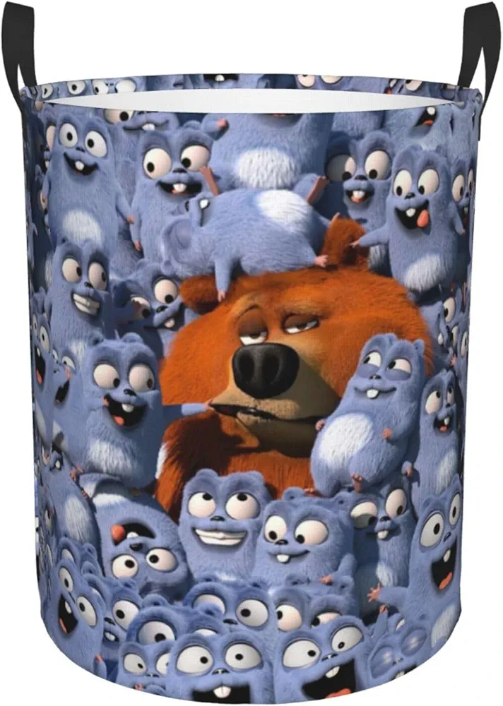 Large Laundry Hamper, Grizzy and The Adventure Lemmings Collapsible Laundry Basket With Handles, Tall Storage Basket For Blanket, Toys, Dirty Clothes In Living Room, Bedroom, Bathroom, Nursery