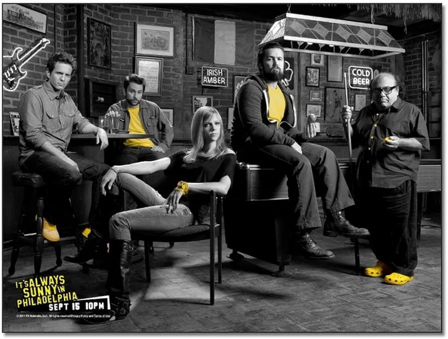 It's Always Sunny in Philadelphia Comedy TV Series Posters Canvas Print Black And White Art (1) Canvas Painting Posters And Prints Wall Art Pictures for Living Room Bedroom Decor 20x26inch(51x66cm) F