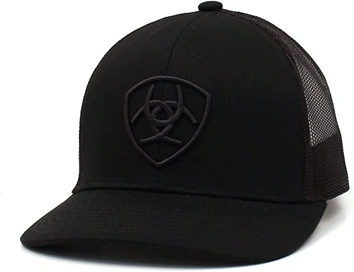 ARIAT Men's Black Shield Snapback Shield Logo Cap