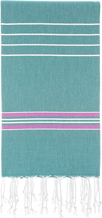 Cacala 100% Cotton Pestemal Turkish Striped Bath Towel, Aqua/Purple (1011101368893710)