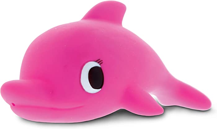 DolliBu Dolphin Bath Buddy Squirter - Floating Pink Dolphin Rubber Bath Toy, Fun Water Squirting Bathtime Play for Toddlers, Cute Sea Life Animal Toy for The Bathtub, Beach, & Pool for Girls & Boys