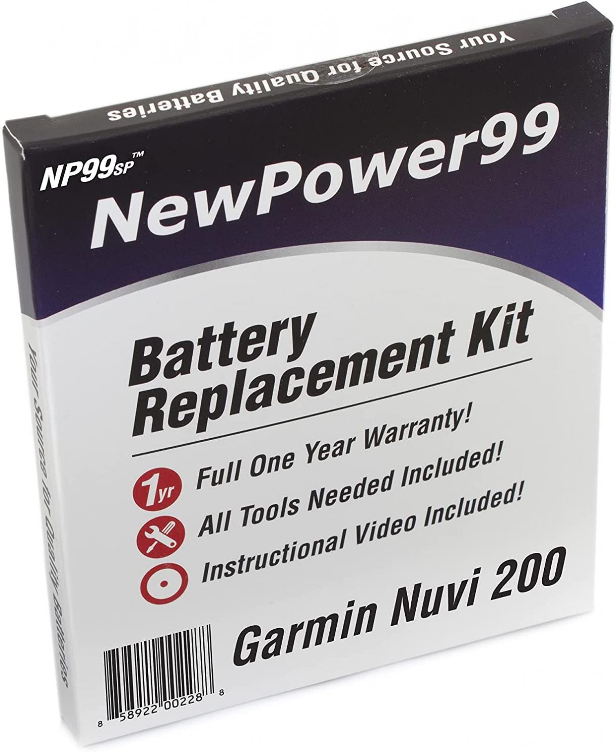 NewPower99 Battery Replacement Kit with Battery, Video Instructions and Tools for Garmin Nuvi 200