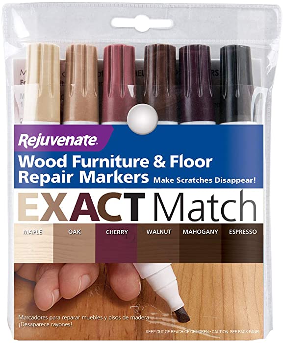 Rejuvenate New Improved Colors Wood Furniture & Floor Repair Markers Make Scratches Disappear in Any Color Wood Combination of 6 Colors Maple Oak Cherry Walnut Mahogany and Espresso