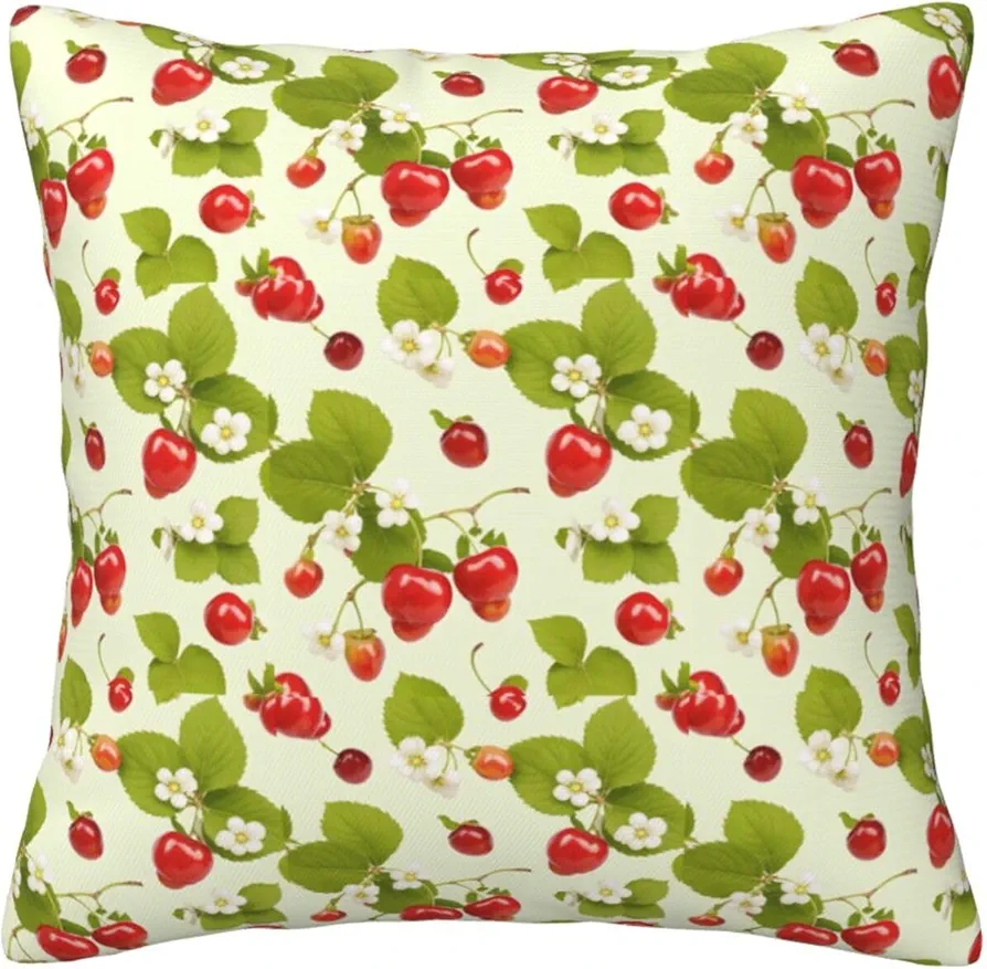 Decorative Throw Pillow Covers 20 x 20 Outdoor Sofa Couch Pillow Covers Pillowcases for Farmhouse/Apartment/Living Room Decor and Accessories - Strawberry Pattern