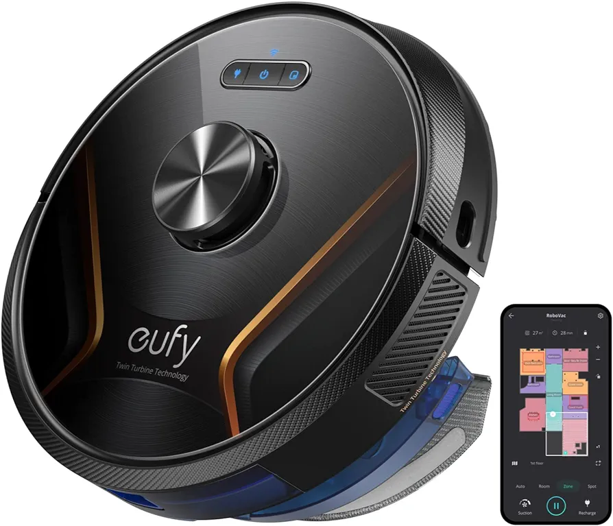 eufy X8 Hybrid, Robot Vacuum and Mop Cleaner with iPath Laser Navigation, Twin-Turbine Technology generates 2000Pa x2 Suction, AI. Map 2.0 Technology, Wi-Fi, Perfect for Pet Owner