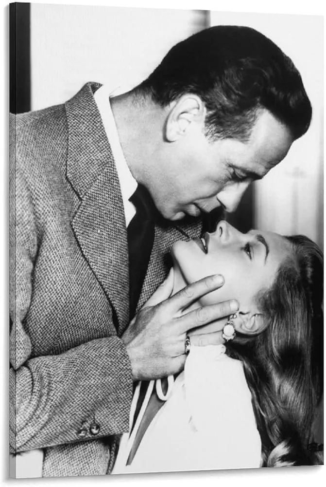 Wall Posters Humphrey Bogart Kisses Lauren Bacall Poster Room Decor Posters Minimalist Decor Canvas Wall Art Prints for Wall Decor Room Decor Bedroom Decor Gifts Posters 12x18inch(30x45cm) Frame-sty