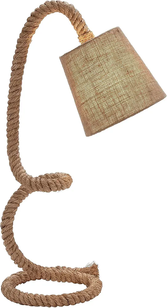 Deco 79 Jute Rope Handmade Room Desk Lamp Rope Styled Accent Lamp, Lamp 11" x 14" x 32", Brown