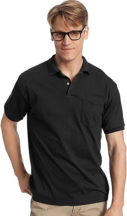 Hanes Men's Comfortblend Ecosmart Jersey Pocket Polo