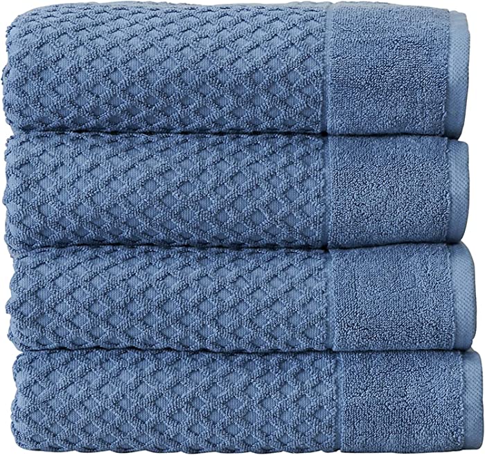 Simpli-Magic 79452 Diamond 100% Cotton Bath Towels, Blue, 4 Count