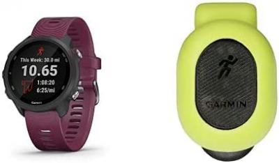 Garmin Forerunner 245, GPS Running Smartwatch with Advanced Dynamics, Berry & 010-12520-00 Running Dynamics Pod