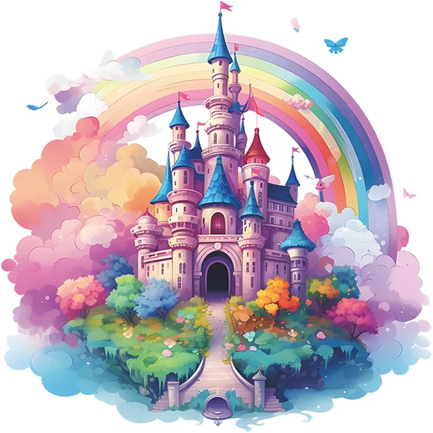 Dream Castle Wall Decals for Girls Kids Room Colorful Rainbow Wall Stickers Baby Nursery Bedroom Wall Decor