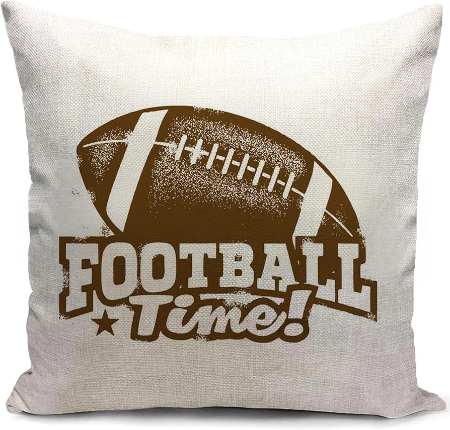 Football Pillow Cover Retro Gift for Boy Room Throw Pillow Case Home Decor for Sofa Livingroom Couch Bed Decorative 18x18 inch