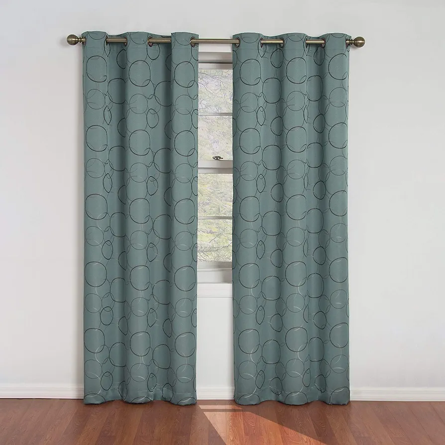 ECLIPSE Meridian Modern Blackout Thermal Grommet Window Curtain for Bedroom or Living Room (1 Panel), 42 in x 95 in, River Blue