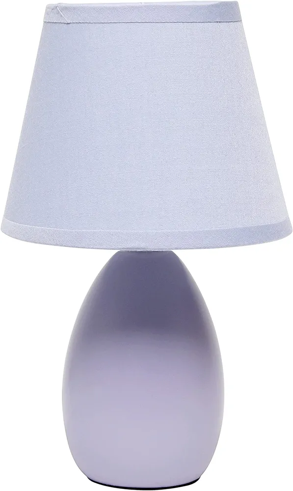 Simple Designs LT2009-PRP Mini Egg Oval Ceramic Table Desk Lamp, Purple