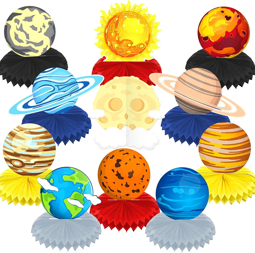 Solar System Honeycomb Centerpieces 11 Pack Space Birthday Party Decorations Table Topper with Planets Moon Galaxy Theme Party for Kids Classroom Baby Shower Outer Space Party Favors Supplies